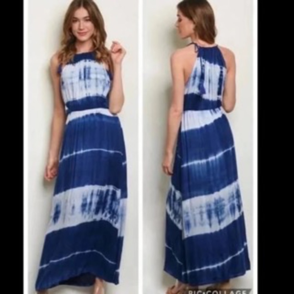 Sugar + Lips Tie Dye Halter Maxi Dress | Size Large | EUC